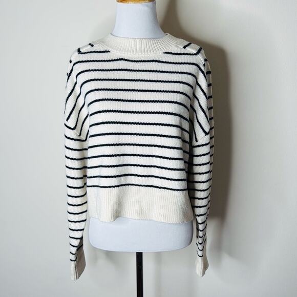 Zara Black and Cream Striped Oversized Sweater - Picture 2 of 6